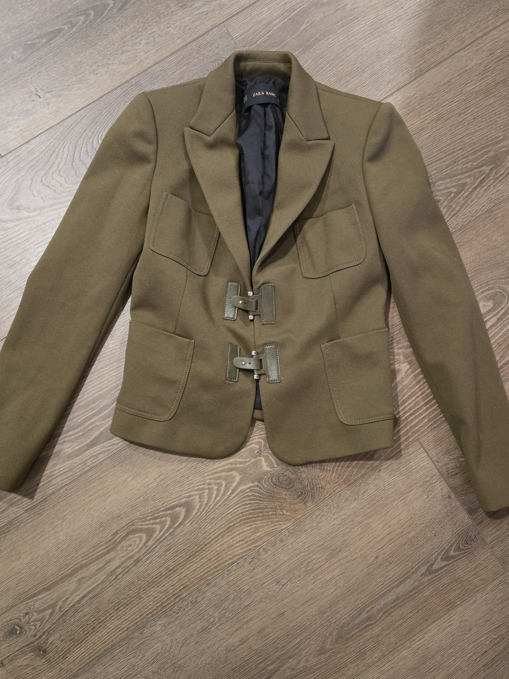 Zara Olive Military-Inspired Tailored Blazer